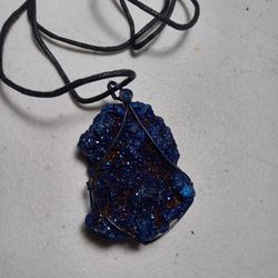 Blue Aura Geode Pendant SEE DESCRIPTION AND PHOTOS 