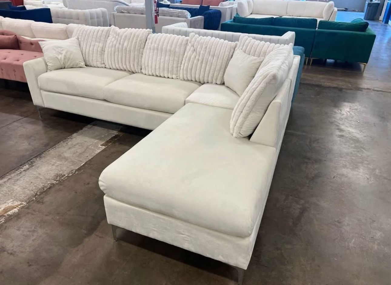 Cream Or Black Velvet Sofa Sectional 🔥buy Now Pay Later
