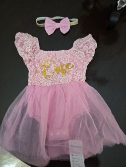 Gorgeous First Birthday Romper Dress. New With Tags. Size 9-12months