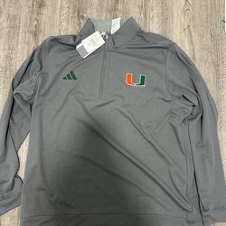 Adidas Miami Hurricanes 1/4 Zip Pullover Gray Men’s 2XL NWT ELVTED Jacket