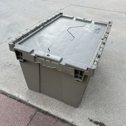 Large Storage Bin Storage Tote Box with Hinged Lid 21.5x15x13h