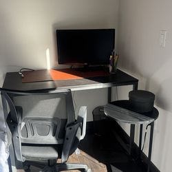 Full Office: Desk, Chair, C-Table and Monitor (see description)