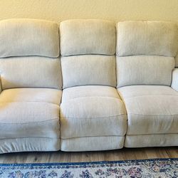 Beige Double Recliner Couch For Sale $300