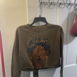 Brown Queen crop Sweatshirt