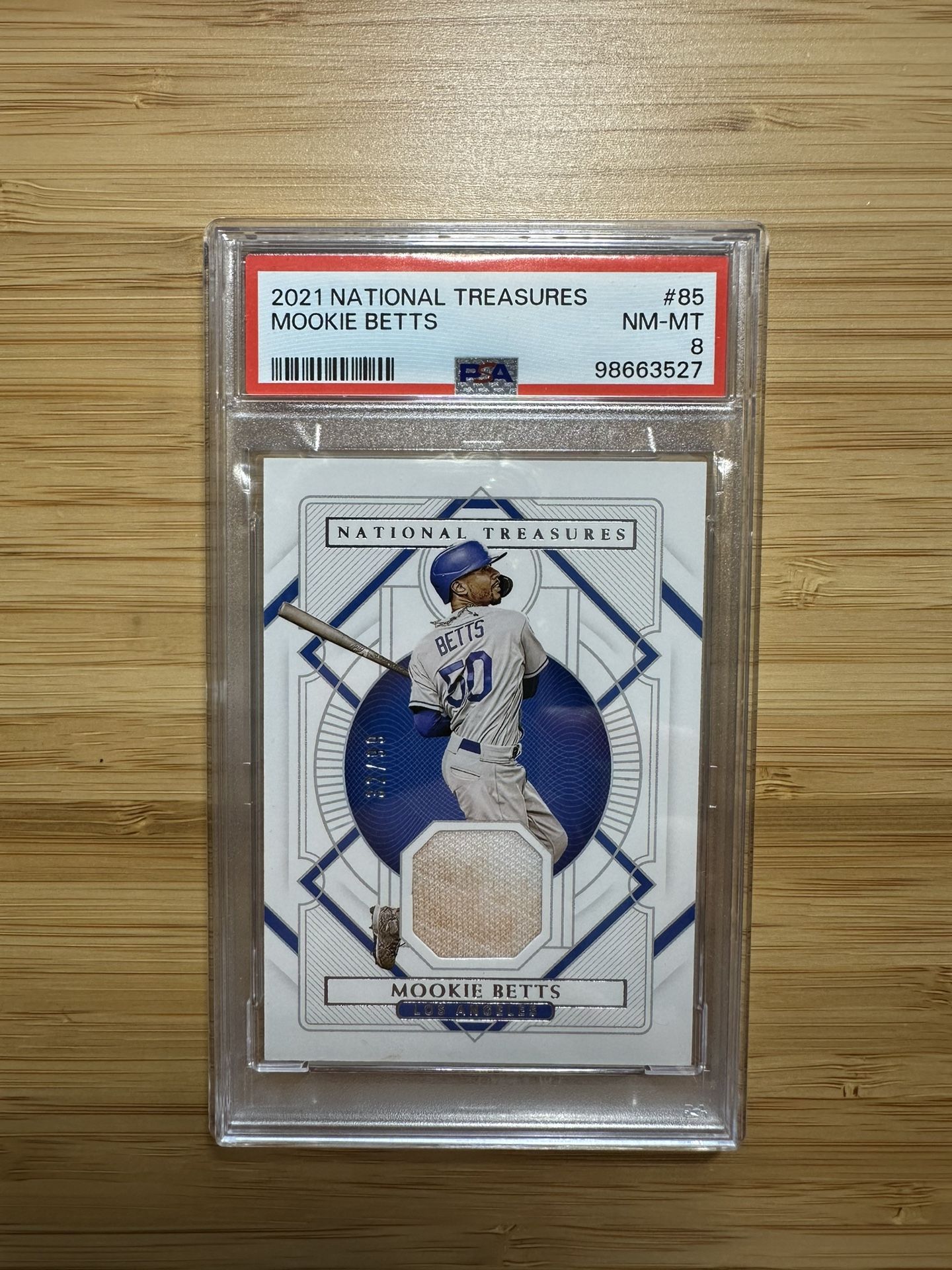 Mookie Betts 2021 Panini National Treasures DIRT Patch Jersey Relic PSA 8 RedSox