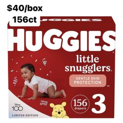 Size 3 (16-28 Lbs) Huggies Little Snugglers (156 Baby Diapers)