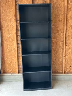Black 5 Shelf Bookcase Storage Organizer Modern Display Shelf