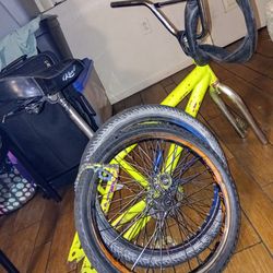 BMX bike, nice seat, two tires, chain.