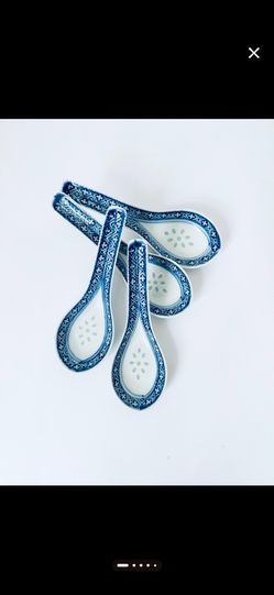 Vintage Porcelain Chinese Soup Spoons