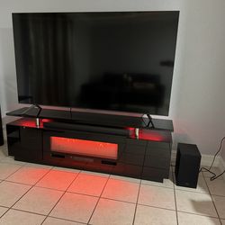 Fireplace TV Stand with 36" Fireplace, 70" Modern Fireplace Entertainment Center LED Lights