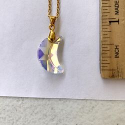 The moon pendant necklace jewelry crystal gold chain plated gift