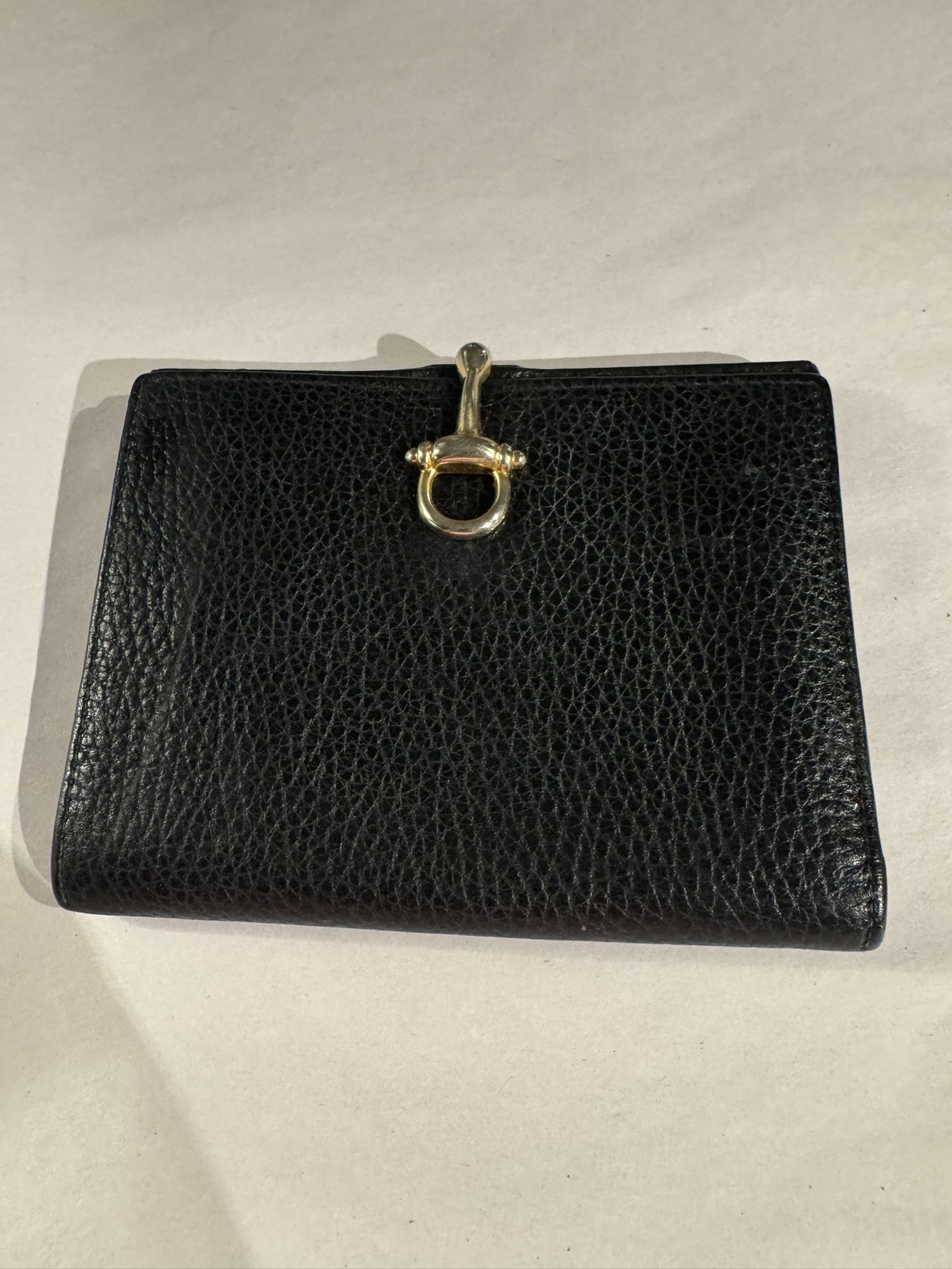 Vintage Nordstrom Pebbled Leather Bifold Cardholder Made in Italy Brass Clip 