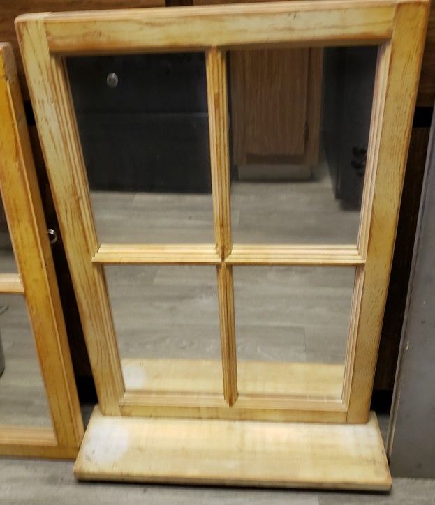 4 Windowpane Mirror with shelf