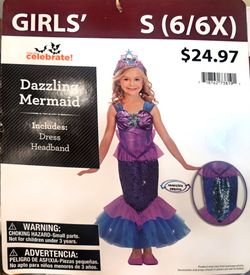 Girls' Dazzling Mermaid Halloween Costume Size S (6/6X)