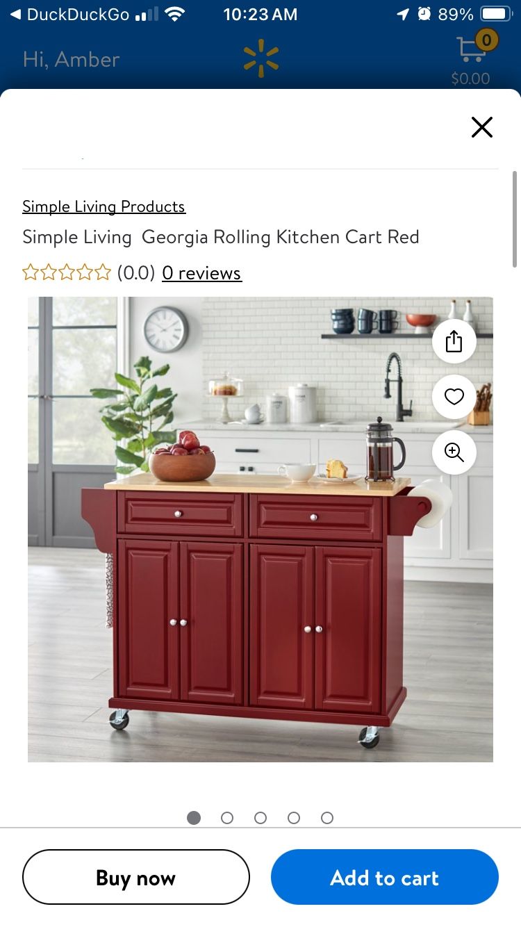 Georgia Kitchen Rolling Cart (Red Color)