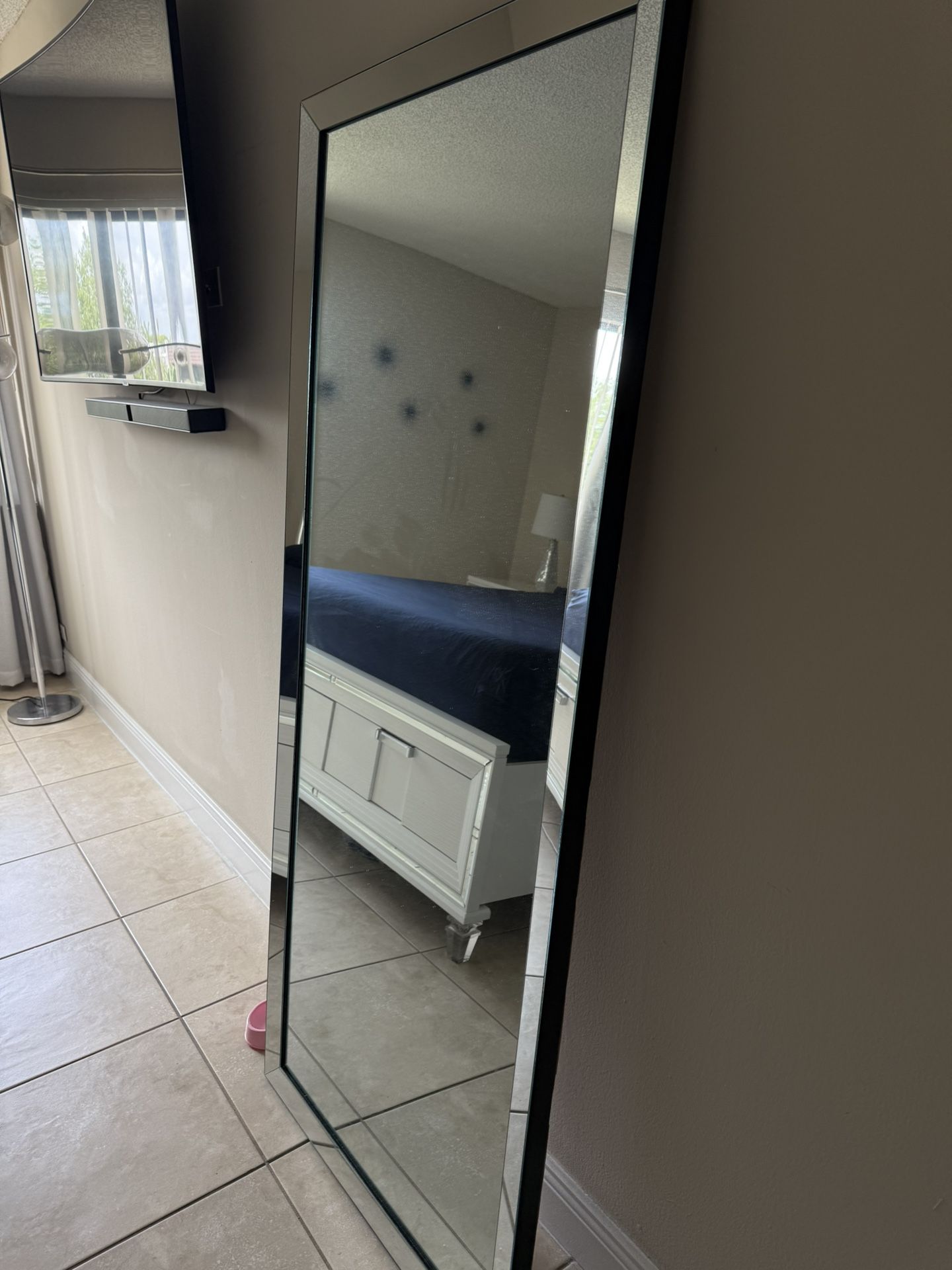 Reflective silver mirror full length