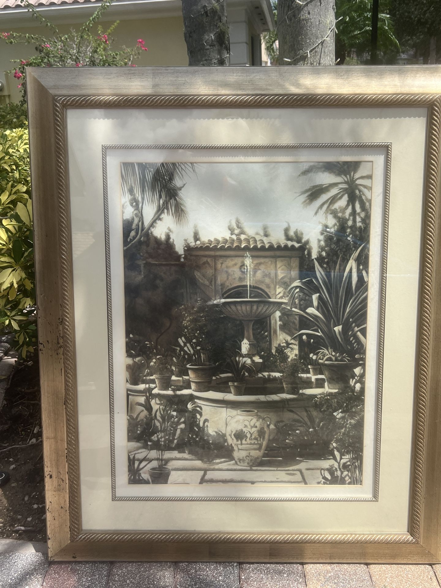 Wall art Palm Beach 48x30 Wall Art large Palm Beach Courtyard Wall Art