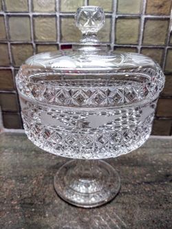 Vintage Etched Crystal Covered Compote