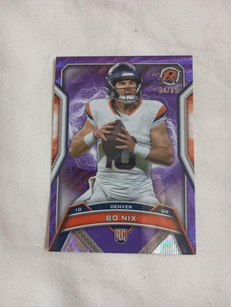 2024 Bo Nix Topps Resurgence Purple Surge Rookie 34/75 