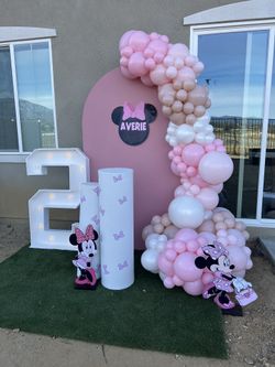 Minnie Mouse Backdrop/Balloon Garland