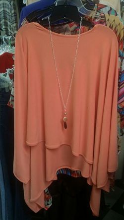 Peach Poncho with necklace