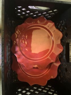 Red ceramic kitchen plates