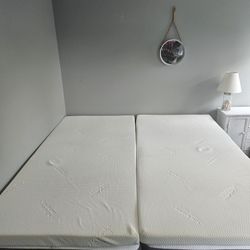 2 Twin Xl Casper mattresses, 2 Tempur-pedic mattresses toppers and 2 bed frames. 