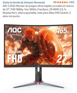Monitor gaming AOC 27” información en la foto