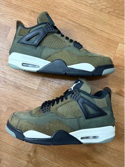 Size 11 (Pre owned, no box, damage on toe) - Air Jordan 4 retro SE craft olive