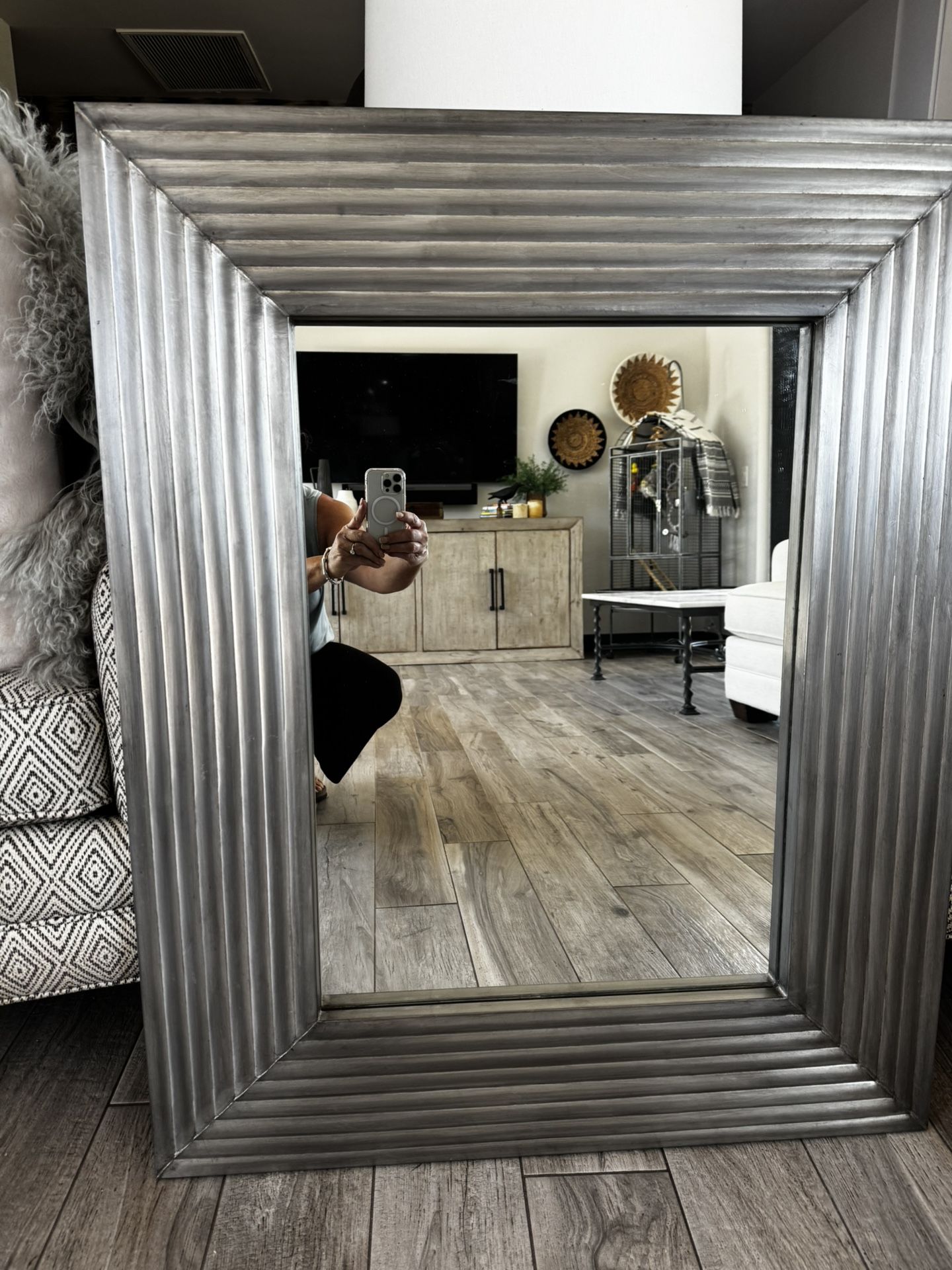 Crate and Barrel Modern Metal Mirror