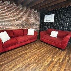 Delivery Available Red sofa/couch and Loveseat