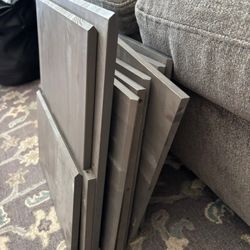$10 For All - 4 Grey X (wine holder) shelves for Ikea Kallax unit (you will need to obtain dowels, the wooden parts that go into holes to hold t