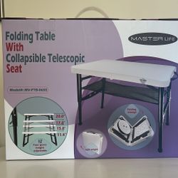 Master Life Small Folding Table, Adjustable Height, Camping & Picnic Table 4ft