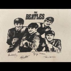 Vintage 1963 The Beatles Rare Flagg Utica Bodyguard tag Tour Tee Shirt Mens Sm