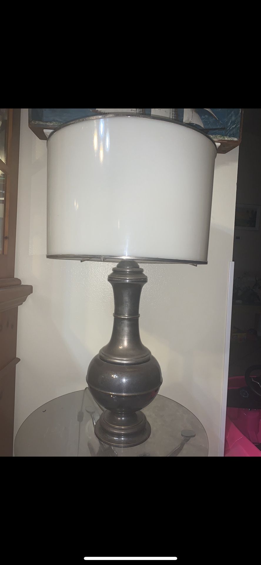 Unique Signed Art Deco 1920’s 1930’s Polished Chrome Lamp w Bakelite? shade