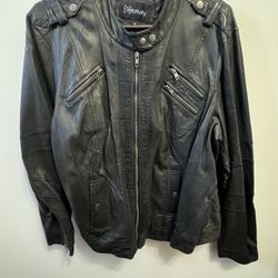 Relativity, Black Faux Leather Biker Jacket Size 2X