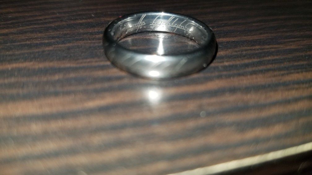 Tungsten Carbide ring with domed finish - Lord of the Rings The One ring with elvish engraving