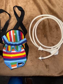 Small dog back pack & pet shower hose
