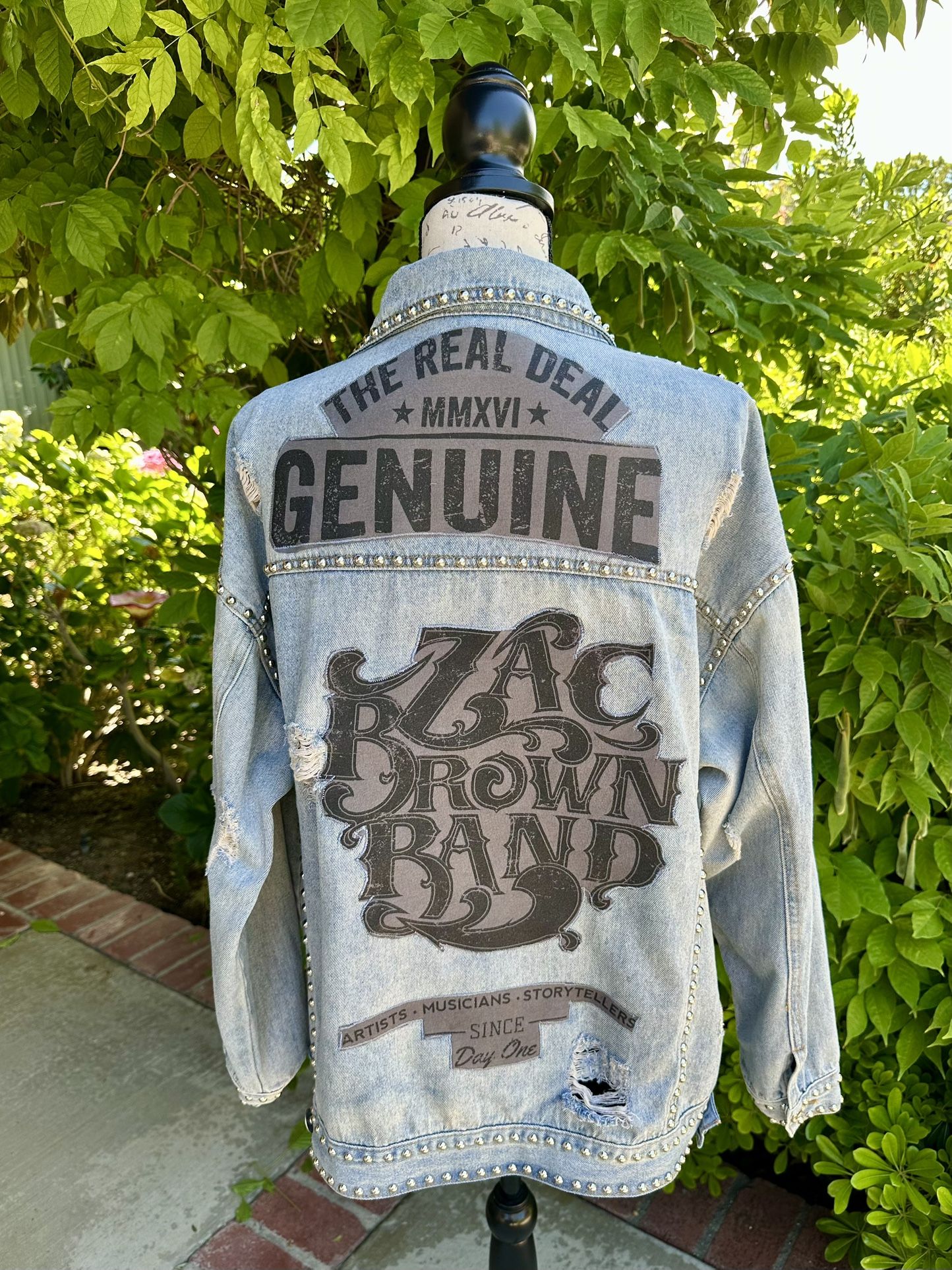 Women's Zac Brown Band Studded Distressed Jean Jacket-Oversized