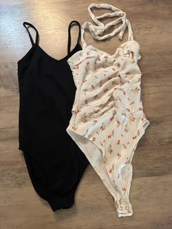 Black bodysuit and small floral print bodysuit #bodysuits #floral