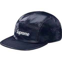 Supreme NY 2014 Rubber Patent 5 Panel Camp Cap Navy Box Logo Bogo Strapback Hat