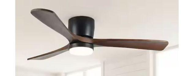 52 in. LED Indoor Matte Black Standard Ceiling Fan with Dimmable Light and Remote DC Motor