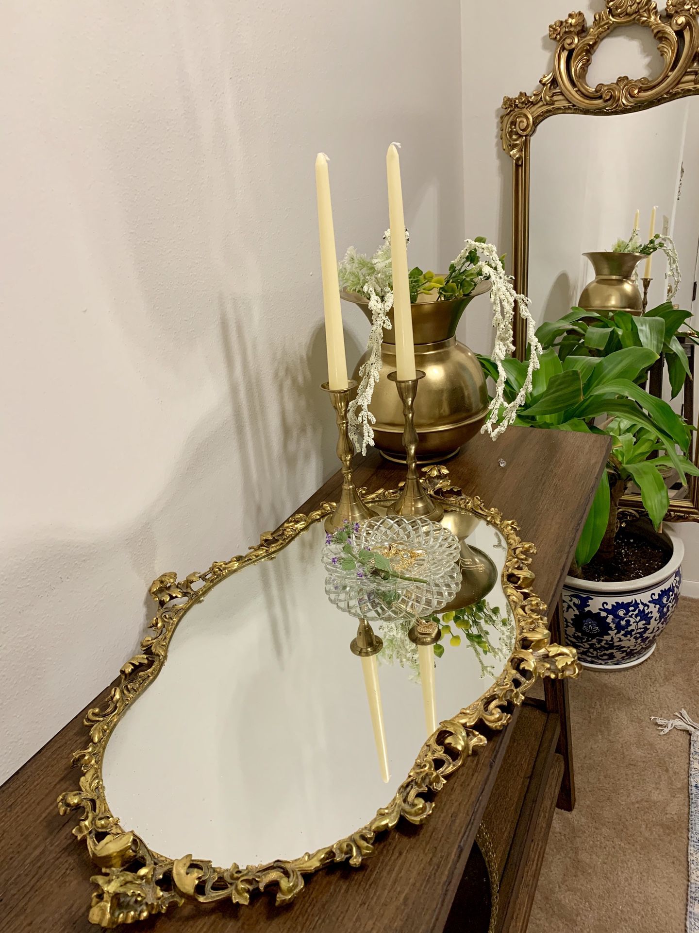 Gold antique vintage gold mirror