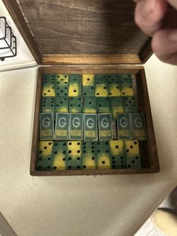 Set Of Hand Made Double 6’s Green Bay Packers Dominoes 