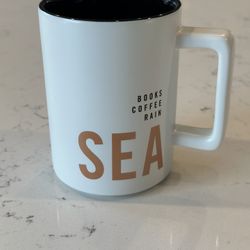 Starbucks Reserve Exclusive Seattle SEA Books Coffee Rain Mug, 12 fl oz - New!
