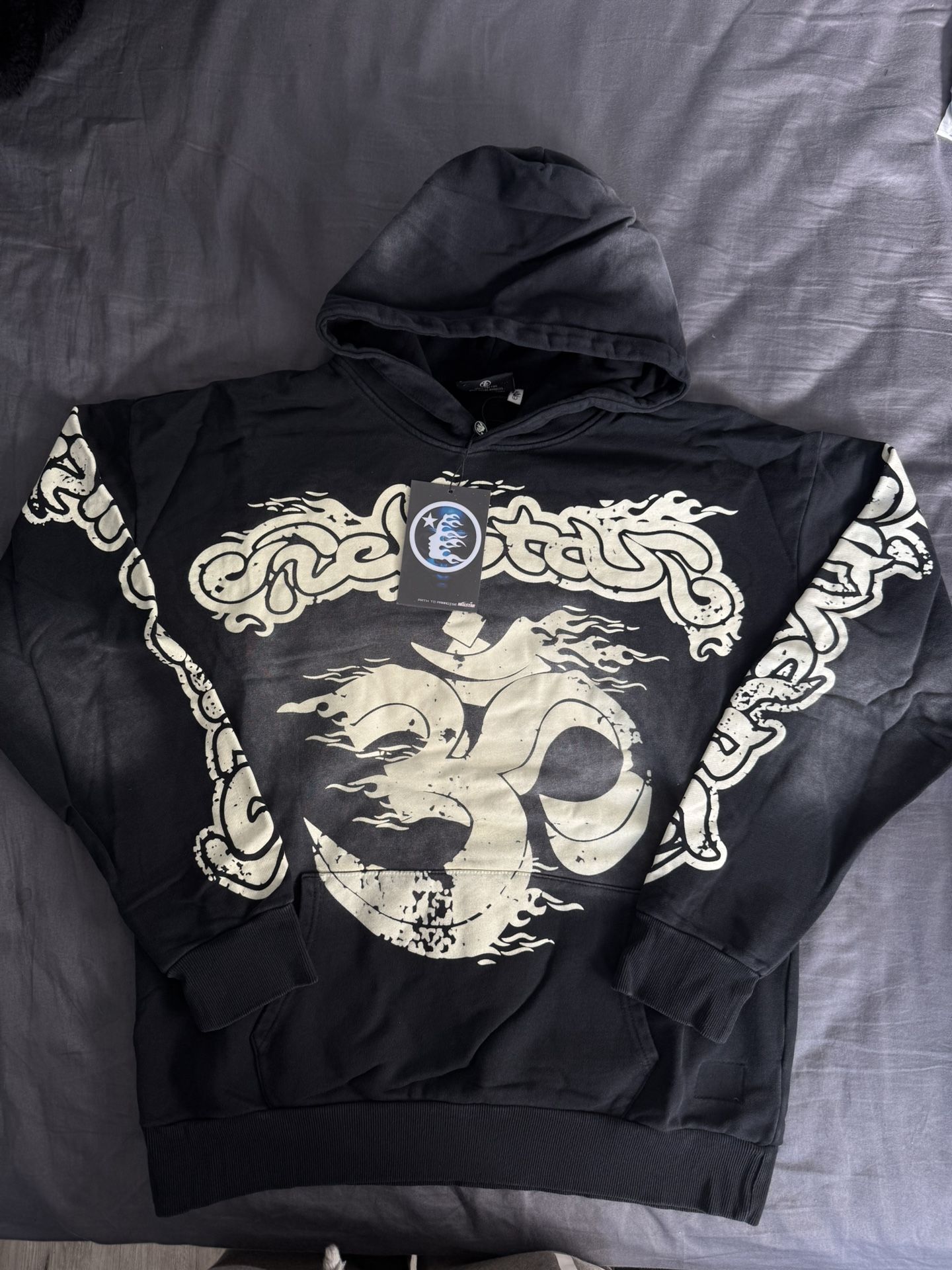 Brand New Hellstar “30” Graphic Black Hoodie Big 30 Print Sleeve Graphics (AOP)