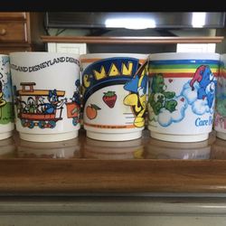 Five Vintage Plastic Mugs