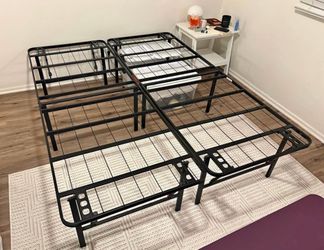KING SIZE METAL BED FRAME FOLDABLE (NEW IN BOX) (VERY STURDY)