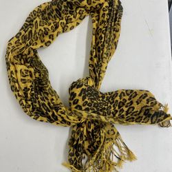 Leopard Print Fringe Scarf 