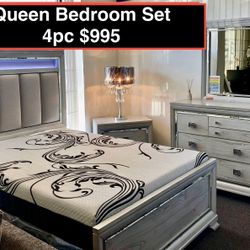 STORE CLOSING !!! New Solid Queen Bedroom Set 4pc 